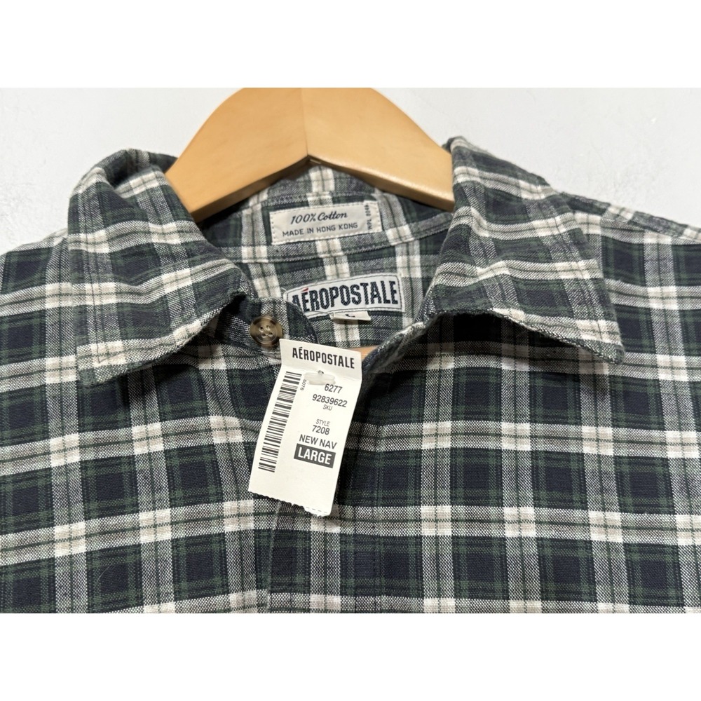 VTG Aeropostale Men's Large Oversized Button Down Plaid Grunge 90s NWT Hong Kong